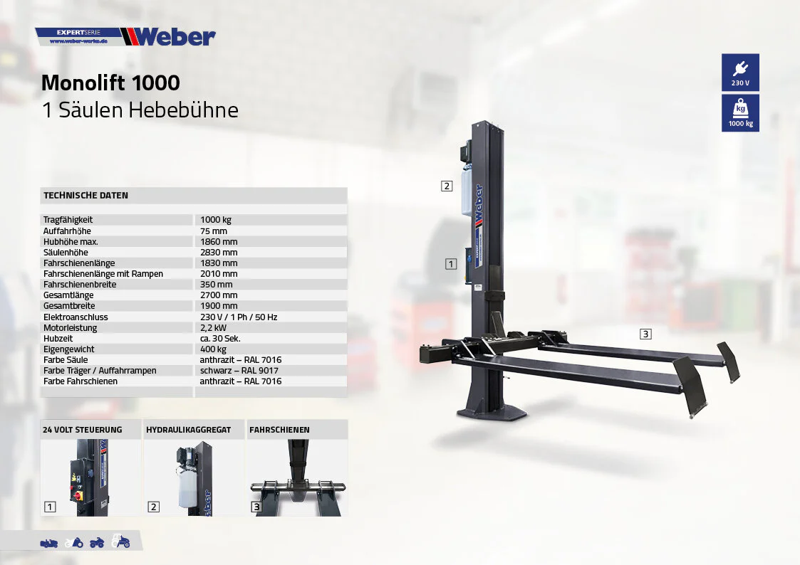 Enpelarlyft Weber Expert Series Monolift 1000 - Image 7