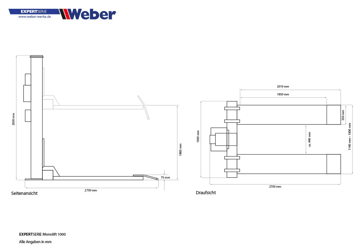 Enpelarlyft Weber Expert Series Monolift 1000 - Image 8